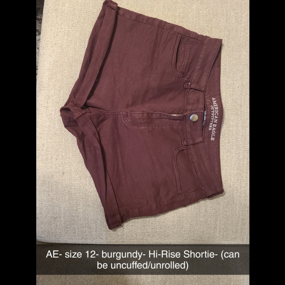 American Eagle, size 12, burgundy denim shorts